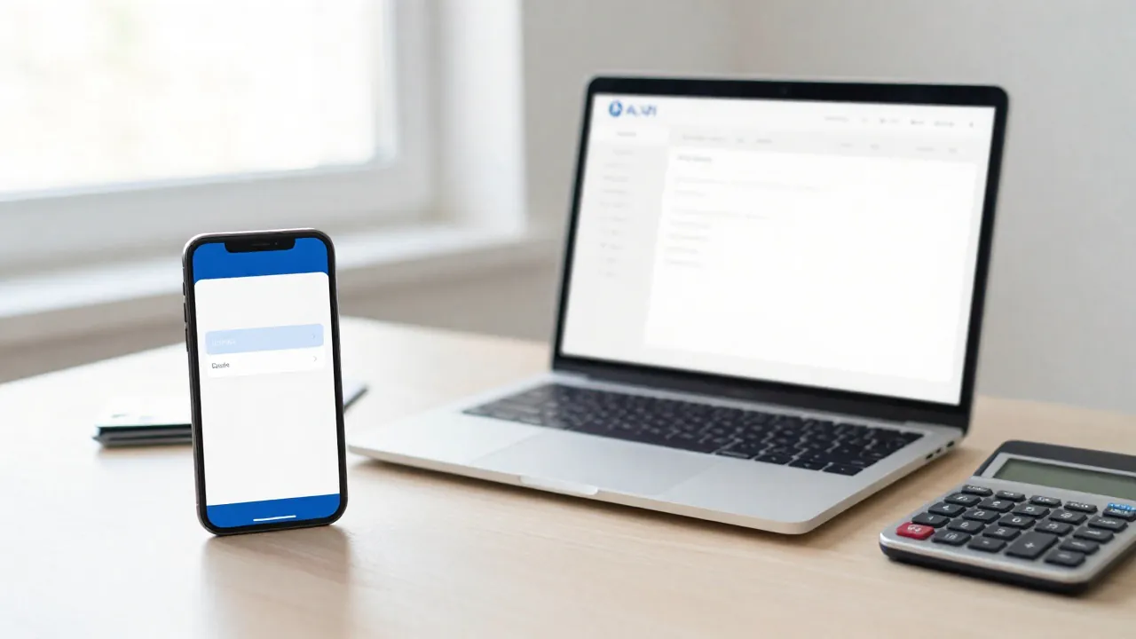 Smartfon i laptop z otwartymi ustawieniami limitu przelewu w bankowości elektronicznej