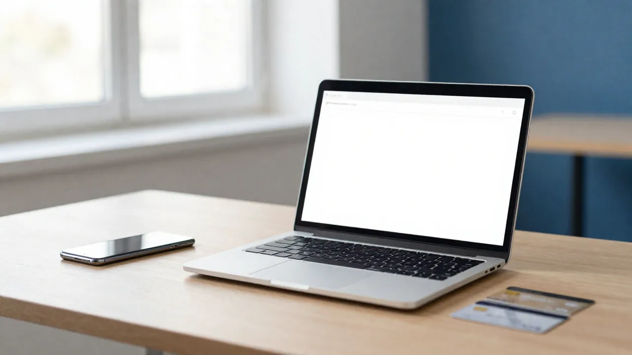 Laptop i telefon symbolizujące przelew z banku do banku